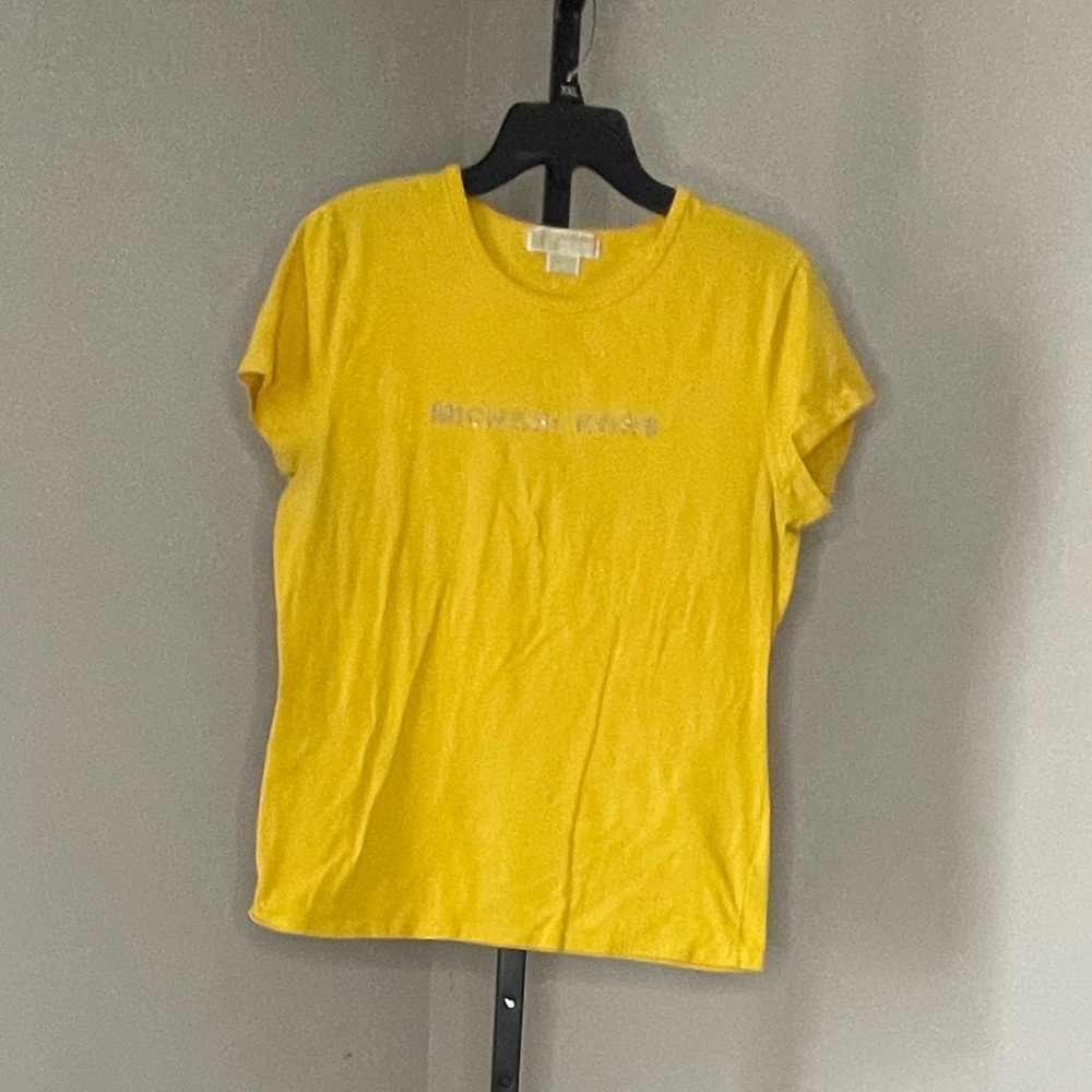 Michael Kors t-shirt with silver letters. Yellow. Comfy.